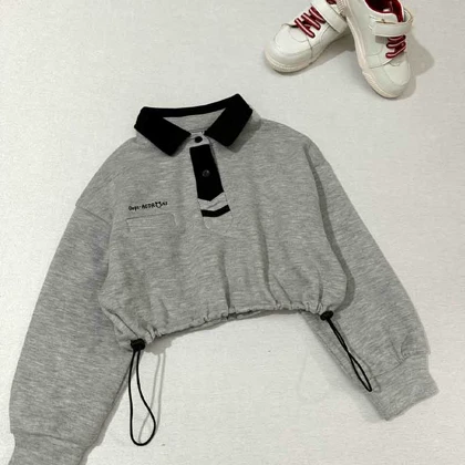 کراپ یقه دار دخترانه پایین گت دار اورجینال