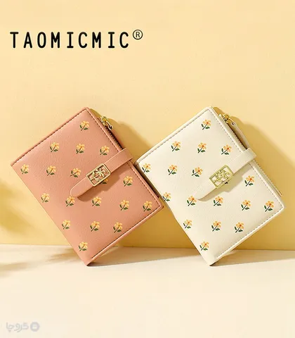کیف پول زنانه تاشو زیپ‌دار Taomicmic تائومیک میک طرح گل سگک دار