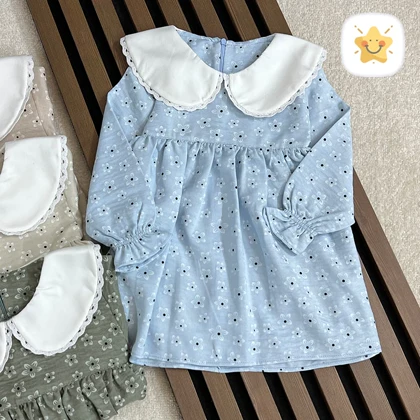 پیراهن دخترانه گل‌دار یقه ب برند MANELY