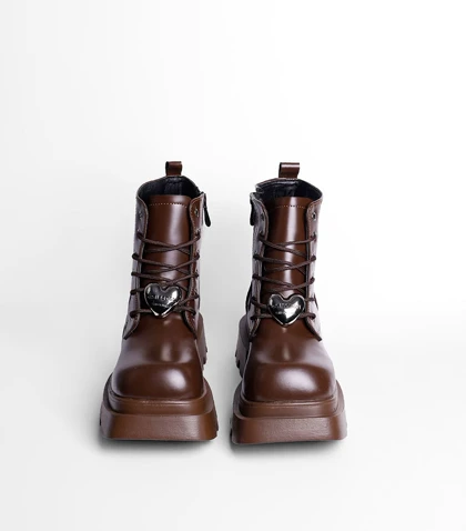 نیم بوت بنددار تک زیپ قلبی 4441 Pinki