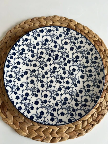 بشقاب پلوخوری دنی هوم طرح گل سرمه ای / BA3