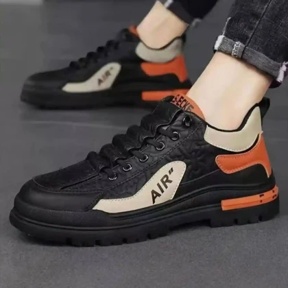 کتانی لژدار طبی مردانه ضد آب مشکی Men’s Waterproof Platform Orthopedic Sneakers Black