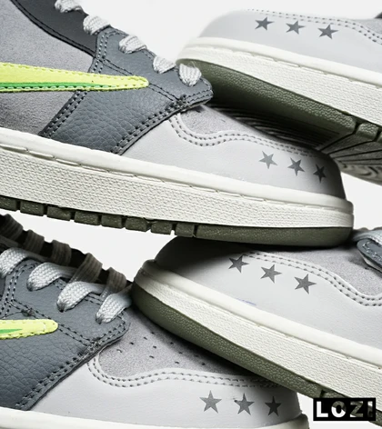 کفش کتانی مردانه طوسی لیمویی NIKE travis scott