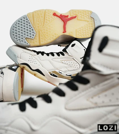 کفش کتانی ساق‌دار مردانه کرم Nike air jordan 6