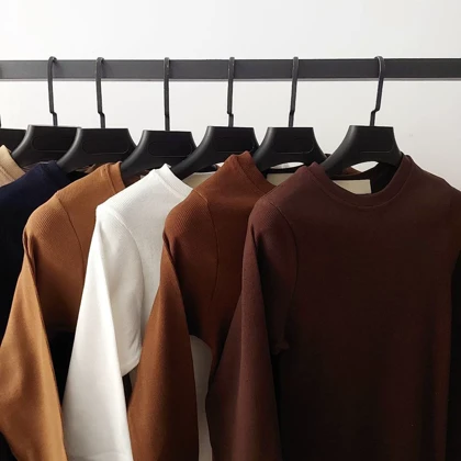 کراپ یقه گرد آستین بلند