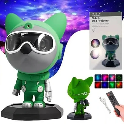 چراغ خواب کهکشانی رومیزی شارژی مدل Nebula Dog طرح سگ فضانورد