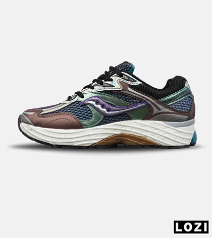 کفش کتانی مردانه و زنانه بنفش سبز طلایی Saucony pro grid omni 8 مدل 8898