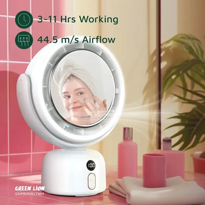 آینه آرایشی و پنکه رومیزی شارژی گرین لاین Green Lion مدل GL-MR17