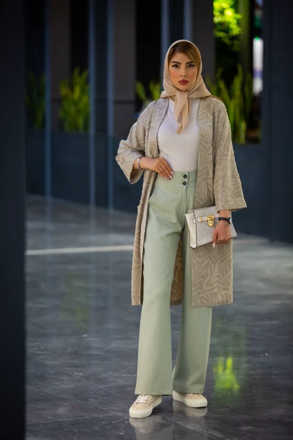 مانتو ژاکارد جیب هلال