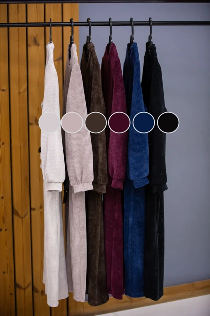 پالتو بلند کفتان زنانه یقه گرد بیسکوییتی