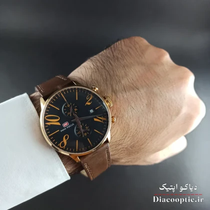 ساعت مچی مردانه اورجینال موتور ژاپن برند مینی فوکوس سه موتور مدل Mf0135G.02 بند چرم