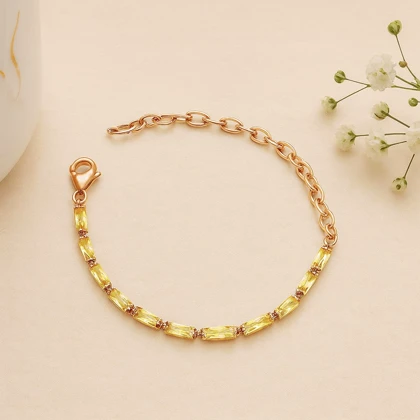 دستبند ژوپینگ زنانه طلایی با نگین سبز کریستالی