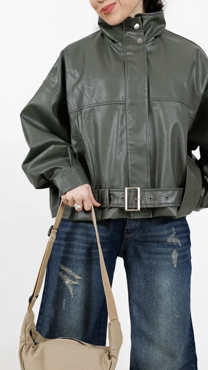 بامبر جکت چرم pull&bear