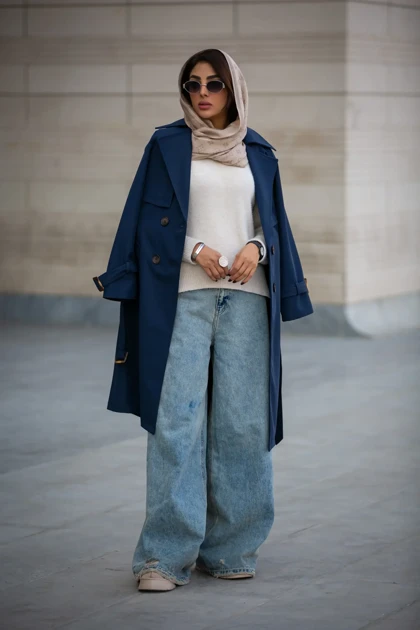 بارانی سانتانا دکمه دوبل بلند New