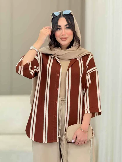 شومیز آستین پاکتی طرح راه راه