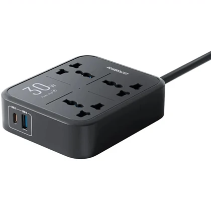 چند راهی و محافظ برق 3250 وات سه سوکت، یک USB و یک تایپ‌سی پاورولوژی PWCUQC037