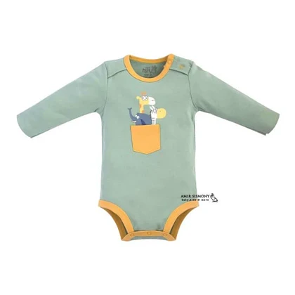 زیردکمه آستین بلند پسرانه نوزادی نیلی طرح ZOO