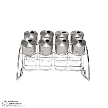 ست ادویه شیشه ای گرد یونیک هلالی مدل 1632 مجموعه 8 عددی