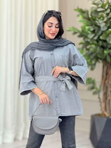 مانتو دو جیب ریش دار پروین