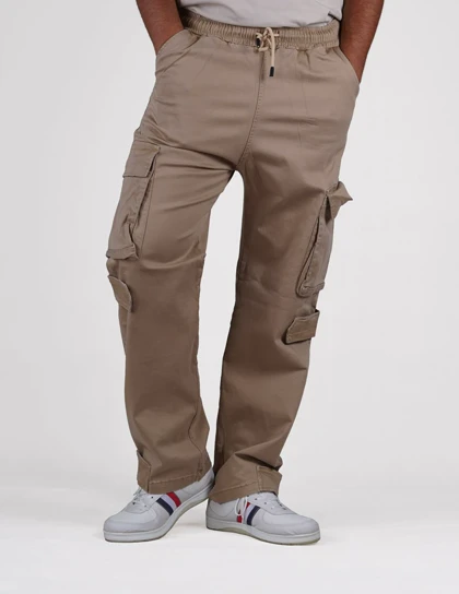 اسلش بگ کارگو نسکافه ای - پارچه جین اعلا کجراه-قد 110 سانتی متر