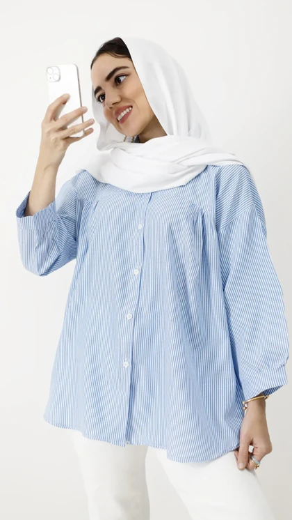 شومیز سینه چین راه راه