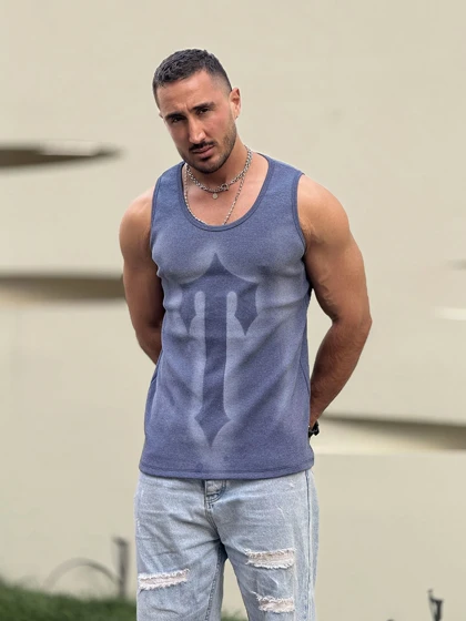 رکابی حلقه‌ای تنک تاپ سنگ شور آبی