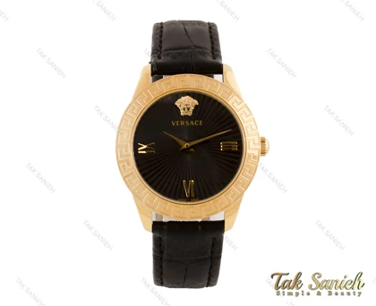 ساعت ورساچه زنانه طلایی بند چرم مشکی Versace-3941-L