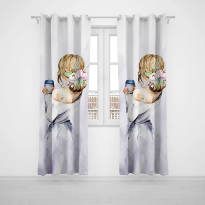 پرده پانچی اتاق کودک برند مینوریا کیدز طرح دخترانه کد p-316