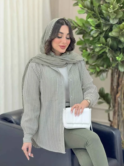 شومیز راه راه تک جیب