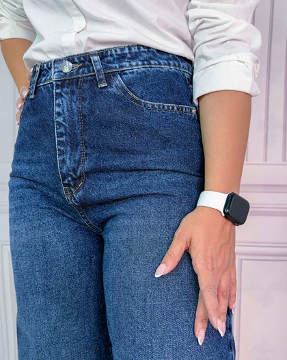 خرید شلوار فلر بگ زنانه آبی تیره Women's Dark Blue Flare Baggy Pants کد 70801