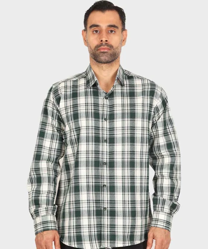 پیراهن مردانه پشمی چهارخانه سبز 0162