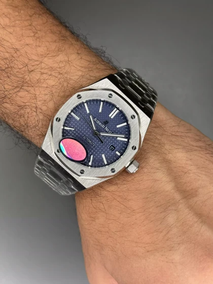 ساعت مچی اودمار پیگه اتوماتیک صفحه سرمه ای بند سیلور Audemars Piguet