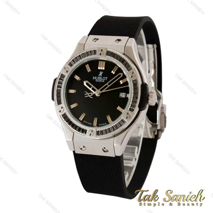 ساعت هابلوت زنانه نقره ای دورنگین مشکی Hublot-5128-L