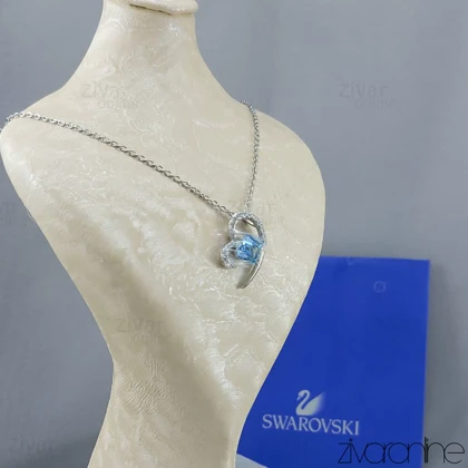 گردنبند سواروسکی مدل قلب با نگین آبی 50233