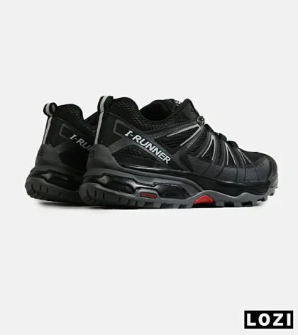 کفش کتانی مردانه و زنانه مشکی طوسی سفید I-Runner مدل 7911