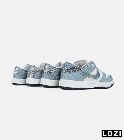 کفش کتانی مردانه و زنانه سفید آبی NIKE dunk low steam puppet