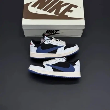 کفش نایک ایر جردن وان لو تراویس اسکات مشکی آبی Nike Air Jordan 1 Low Travis Scott Black Blue