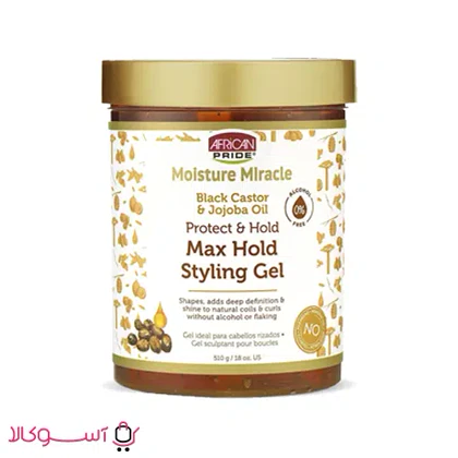 ژل حالت دهنده قوی مو افریکن پراید مدل max hold وزن 510 گرم