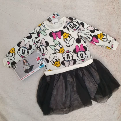 پیراهن آستین بلند یقه گرد دخترانه دیزنی مدل میکی موس کد Z-SA2