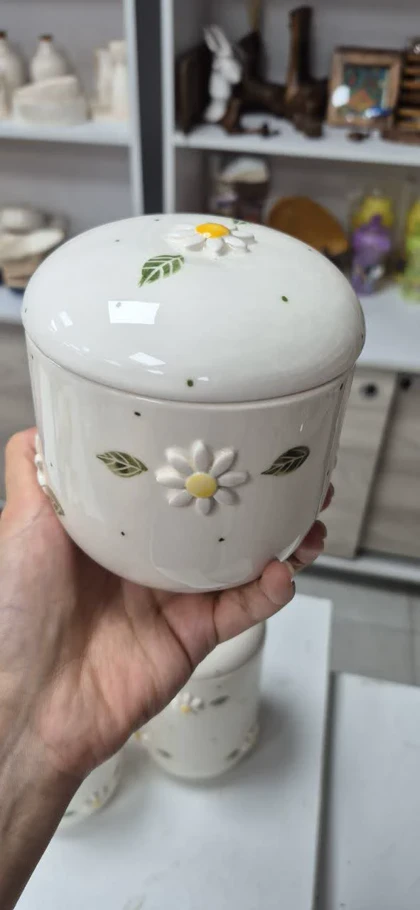 بانکه سرامیک سه سایزی بابونه