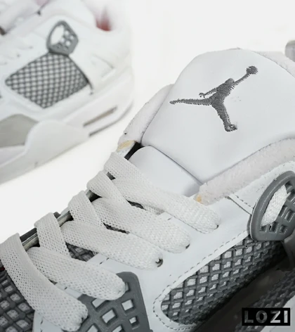 کتانی ساق‌دار زنانه و مردانه سفید طوسی Nike air jordan 4 مدل 6598