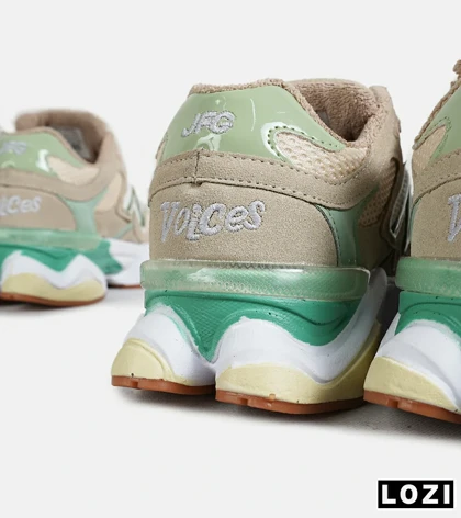 کفش کتانی مردانه و زنانه کرم گلبهی سبز NEW BALANCE 9060 مدل 7285