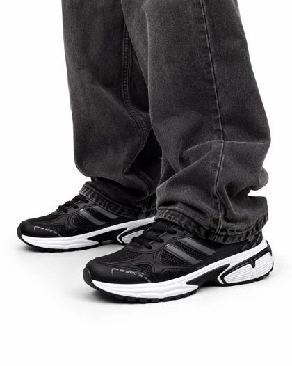 کفش کتانی مردانه مدل آدیداس مشکی خط طوسی adidas