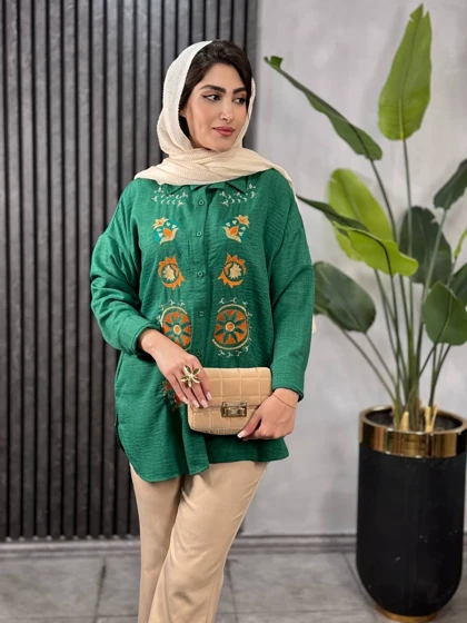 مانتو شانتون گلدوزی کد 1848