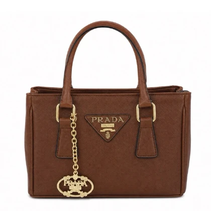 کیف وارداتی PRADA چرم موکایی قهوه‌ای کوچک / پرادا