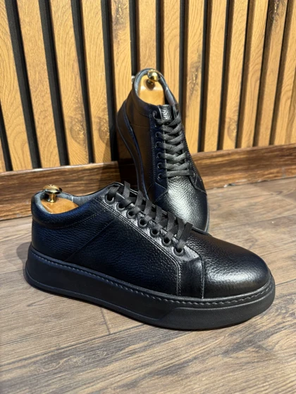 کفش ونس چرم طبیعی مشکی