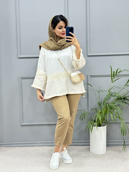 مانتو لینن مکرومه