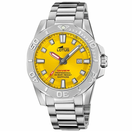 ساعت مچی مردانه لوتوس مدل L18926/1 ساعت غواصی حرفه‌ای با صفحه زرد (Diver)