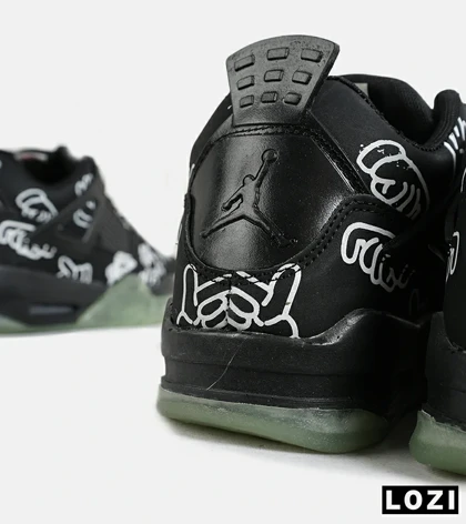 کفش کتانی ساق‌دار مردانه مشکی سبز Jordan 4 x Kaws مدل 7161