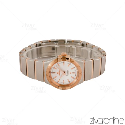 ساعت امگا کانسلیشن زنانه دو رنگ رزگلد ایندکس خطی 105162